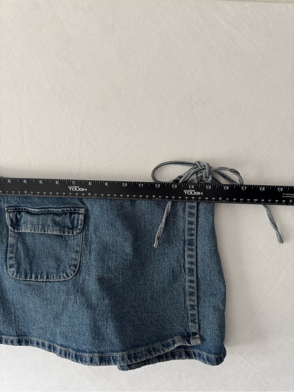 No Boundaries Denim Wrap Skort Retro Tie Waist Skirt-Shorts Small 4-6 Y2K - Picture 9 of 13